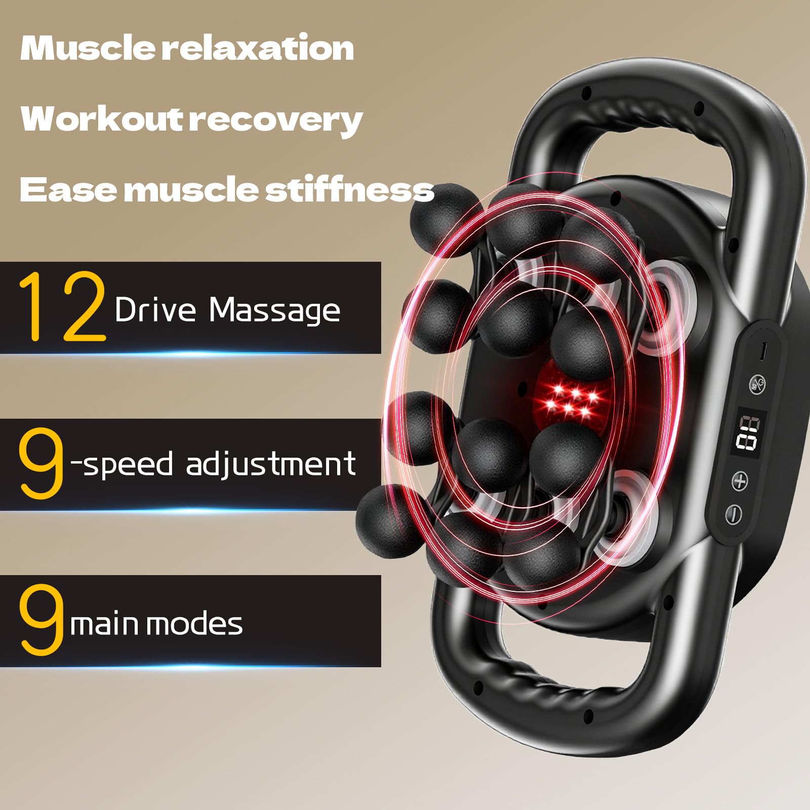Cordless TenSine massager for portable use at home or gym