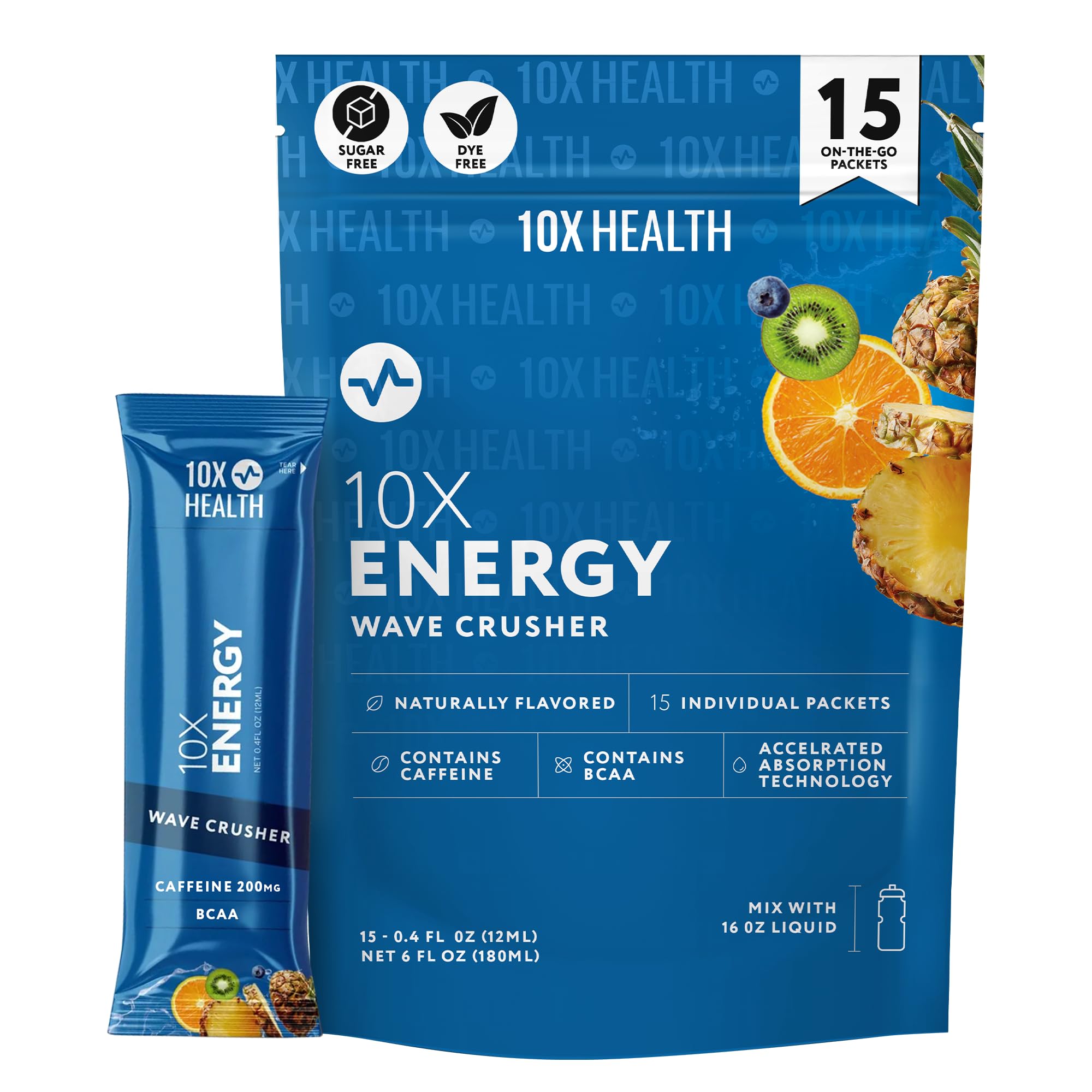 10X Health Energy Wave Crusher tropical punch packet for on-the-go energy.
