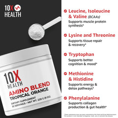 10X Health System ingredient label close up emphasizing clean, sugar free flavoring and natural sweeteners