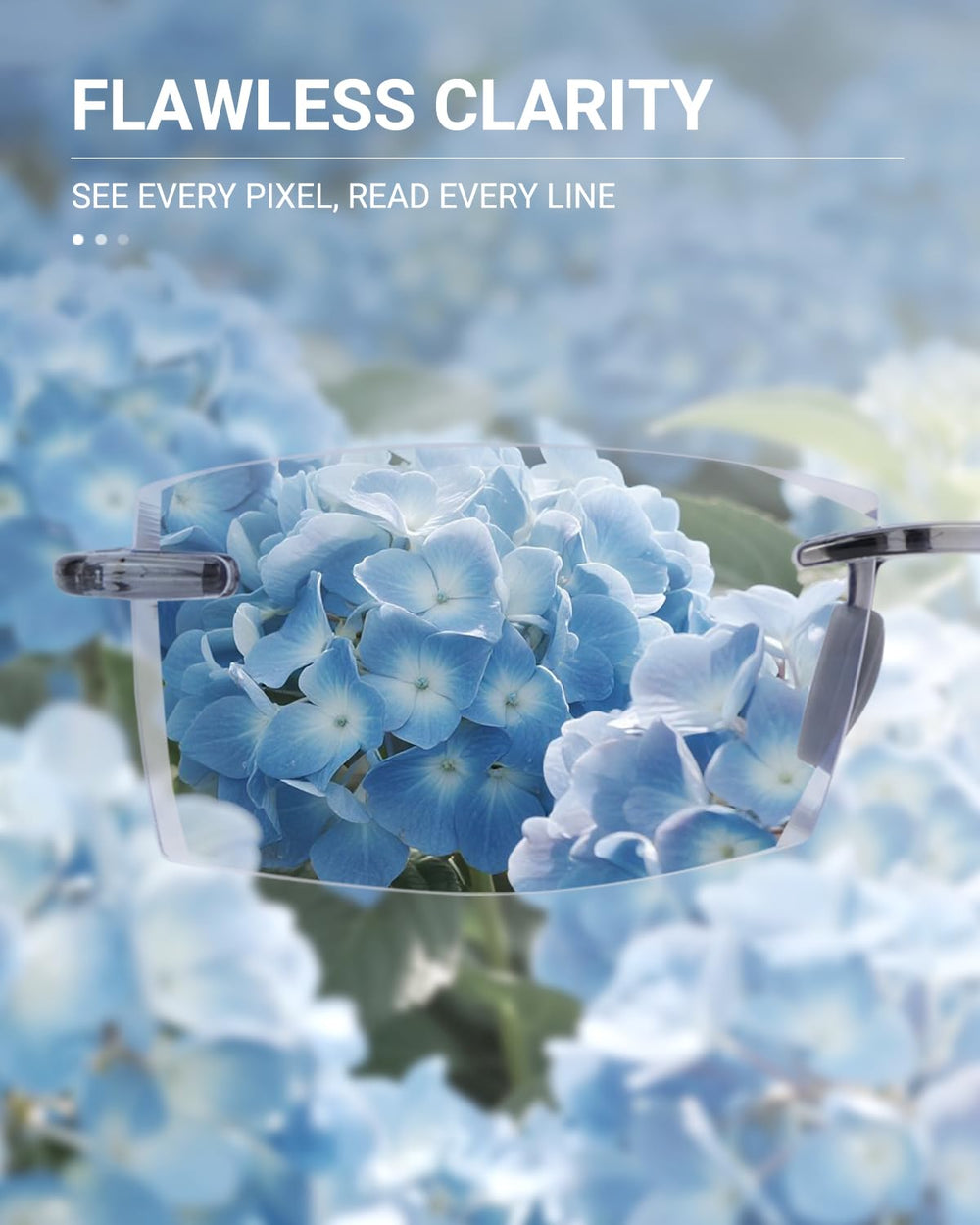 TERAISE Rimless glasses packaging box reveals three-pack value for travel and home.