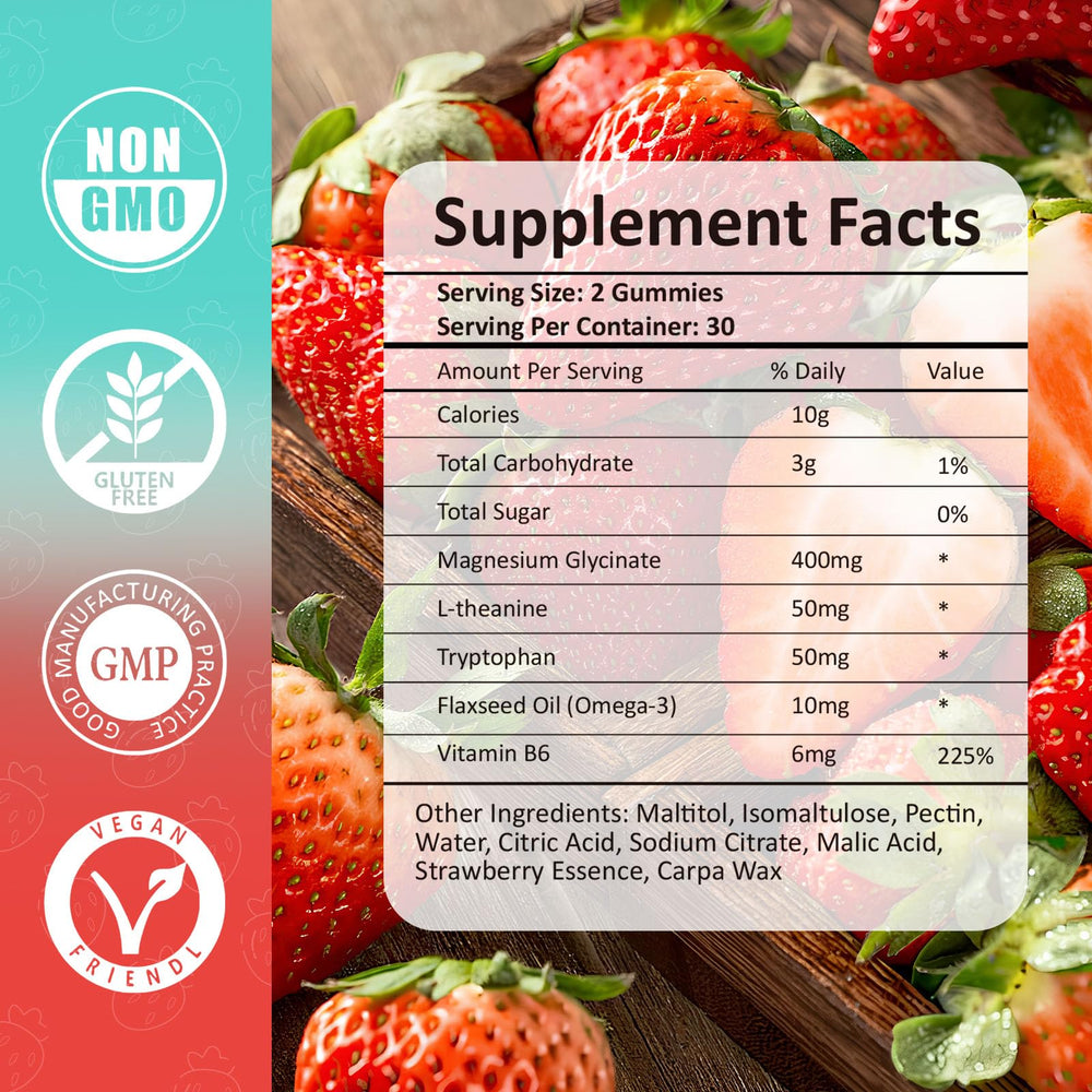 Terbalroot gummies close-up showing strawberry flavor and sugar-free formula.