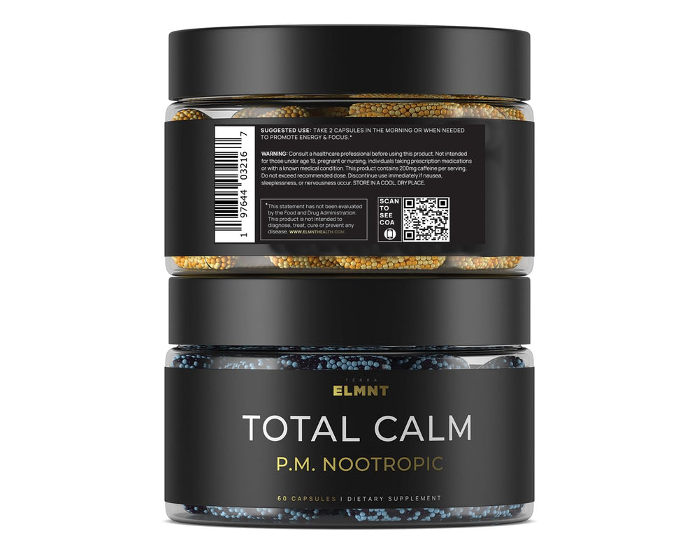 Terra Elmnt AMPM packaging shows GMP-certified facility seal for purity