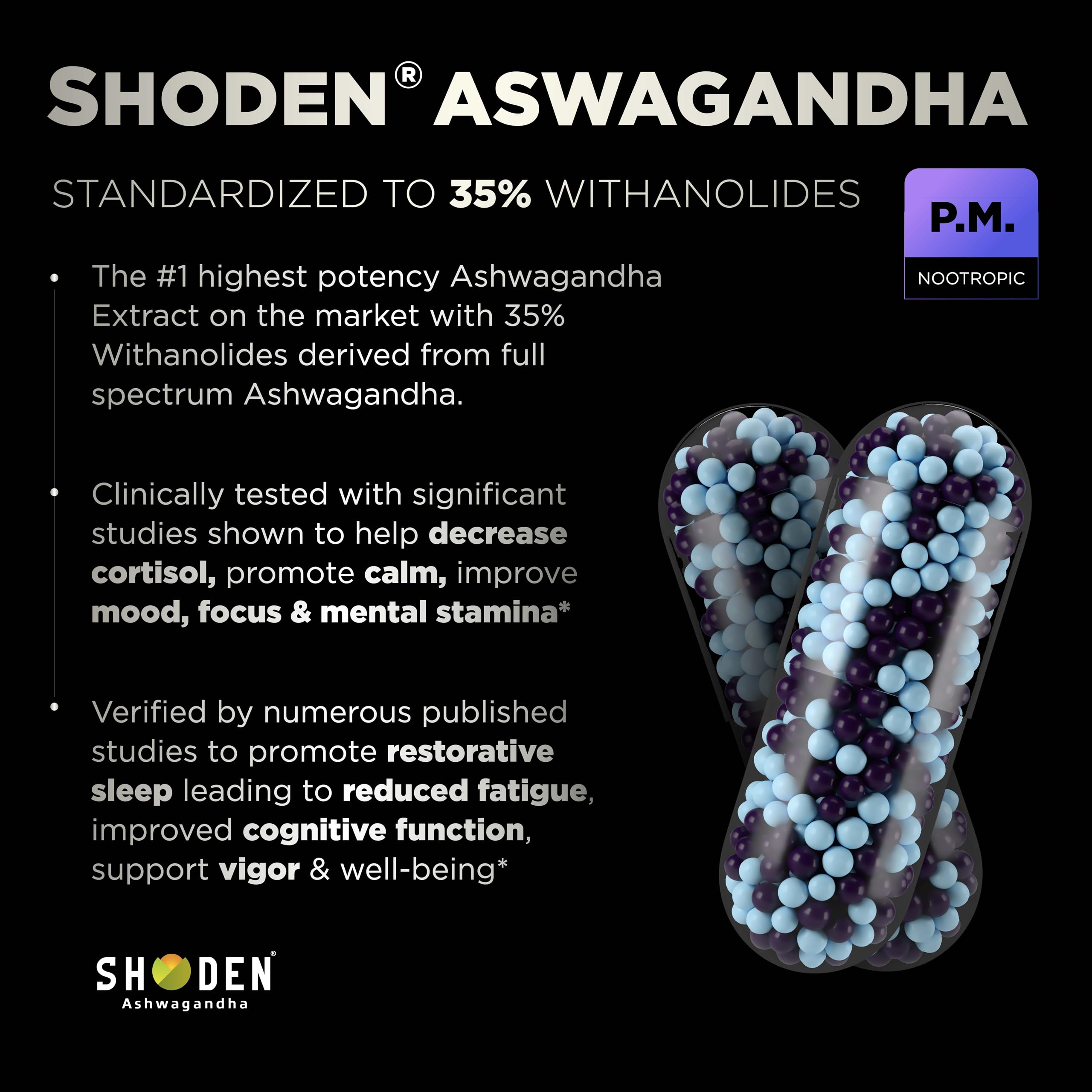 Terra Elmnt AMPM Shoden ashwagandha extract label indicates calming mood balance