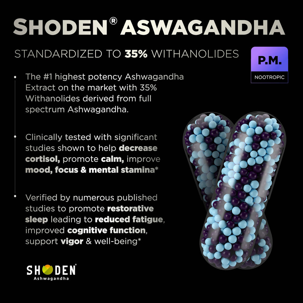 Terra Elmnt AMPM Shoden ashwagandha extract label indicates calming mood balance