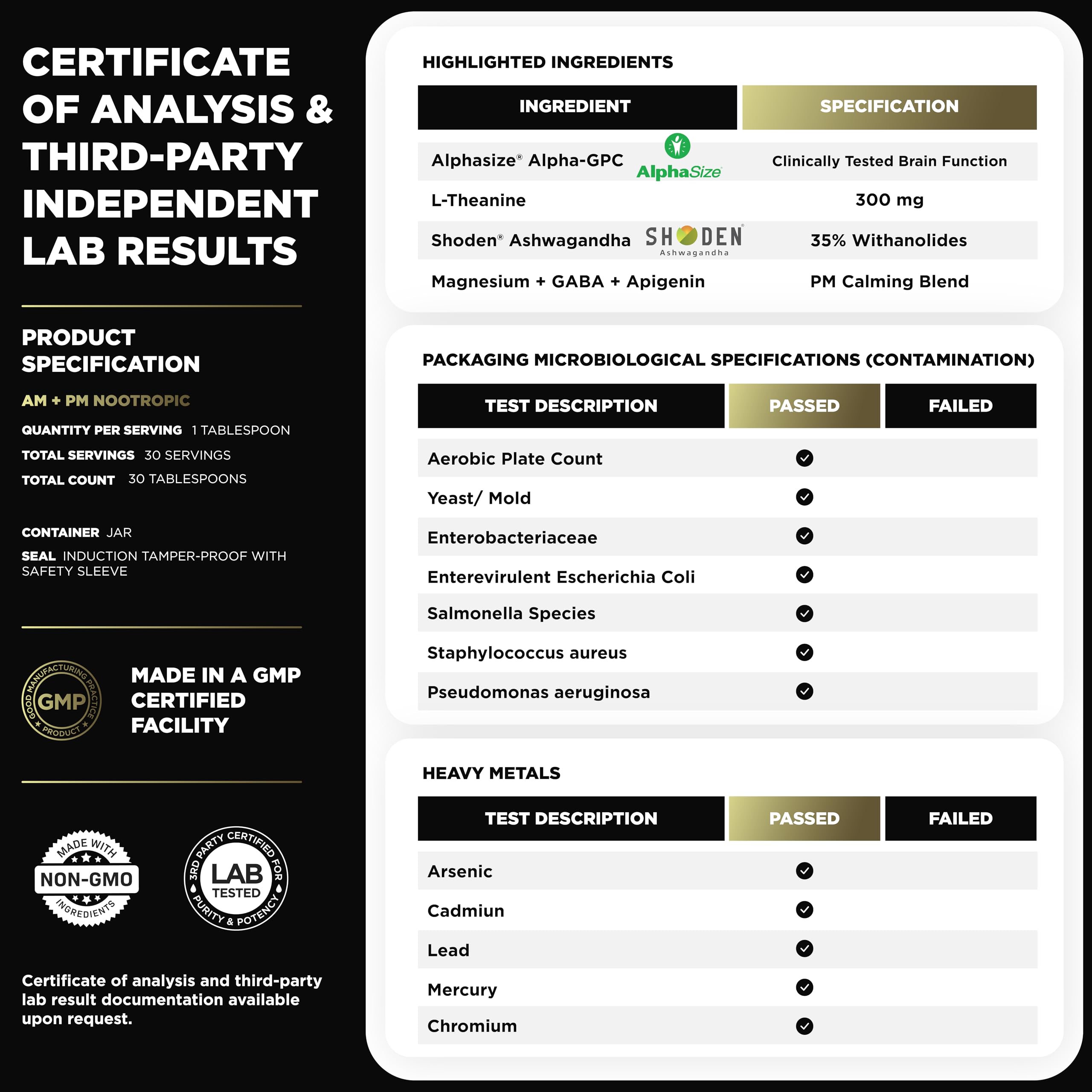 Terra Elmnt AMPM third-party testing label demonstrates verified potency
