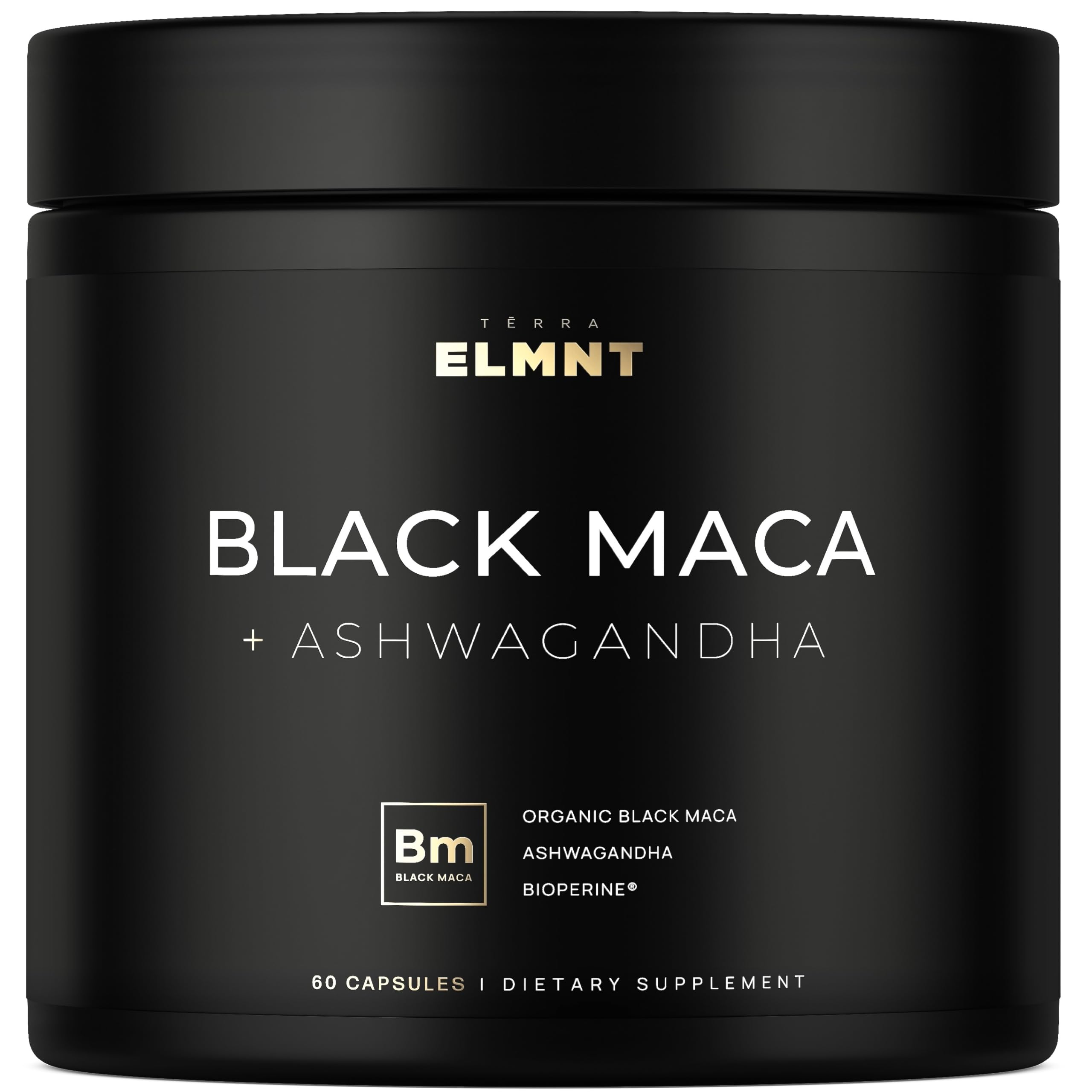 Terra Elmnt Black Maca capsules promote energy for daily performance