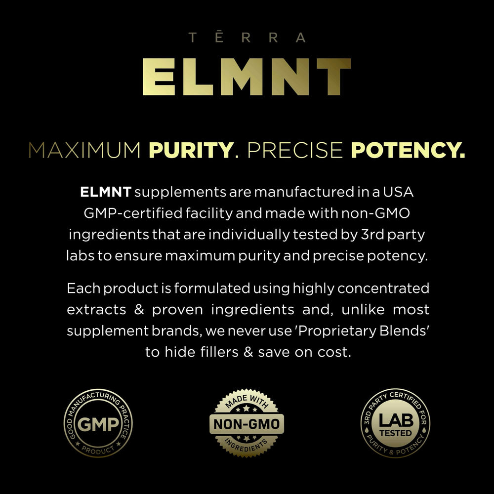 Terra Elmnt Chocolate Collagen Burn setup with glass for daily skin routine.