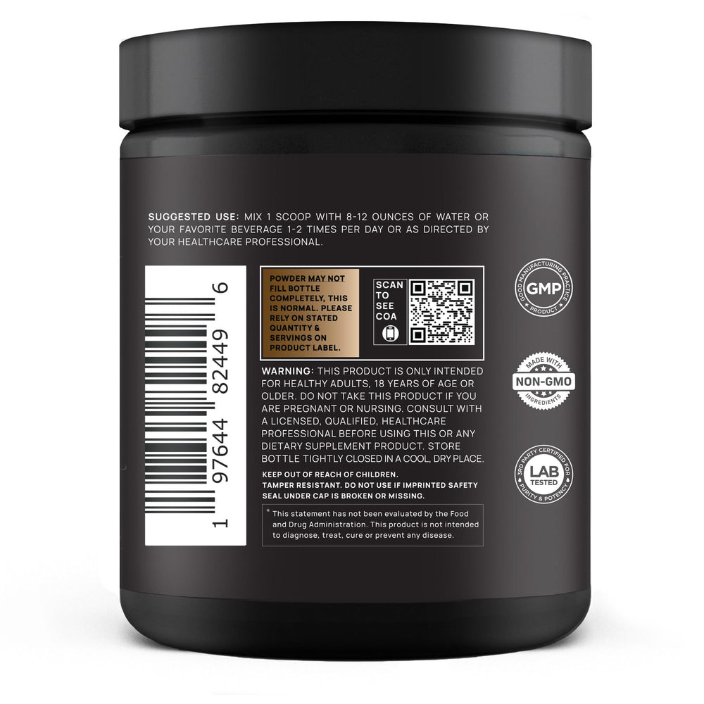 Terra Elmnt Chocolate Collagen Burn scoop dissolving in milk for smooth drink.