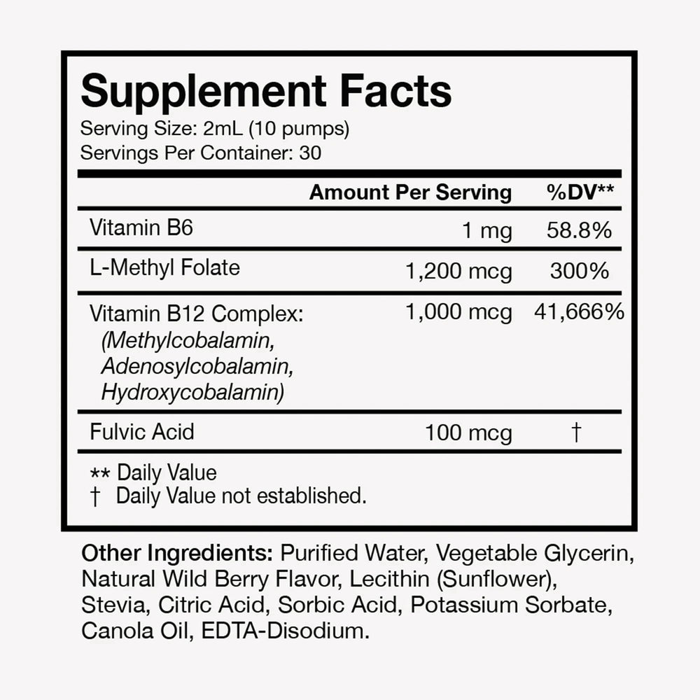 Terra Health Essentials Liposomal B12 bottle being poured for quick absorption.
