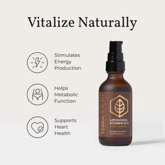 Terra Health Essentials Liposomal B12 label close-up highlighting vitamin content.