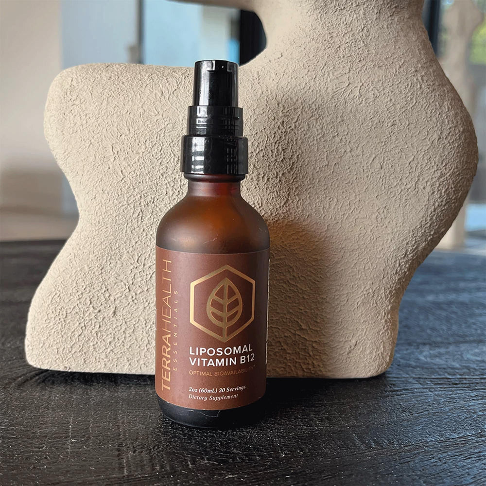 Terra Health Essentials Liposomal B12 mood and focus illustration.