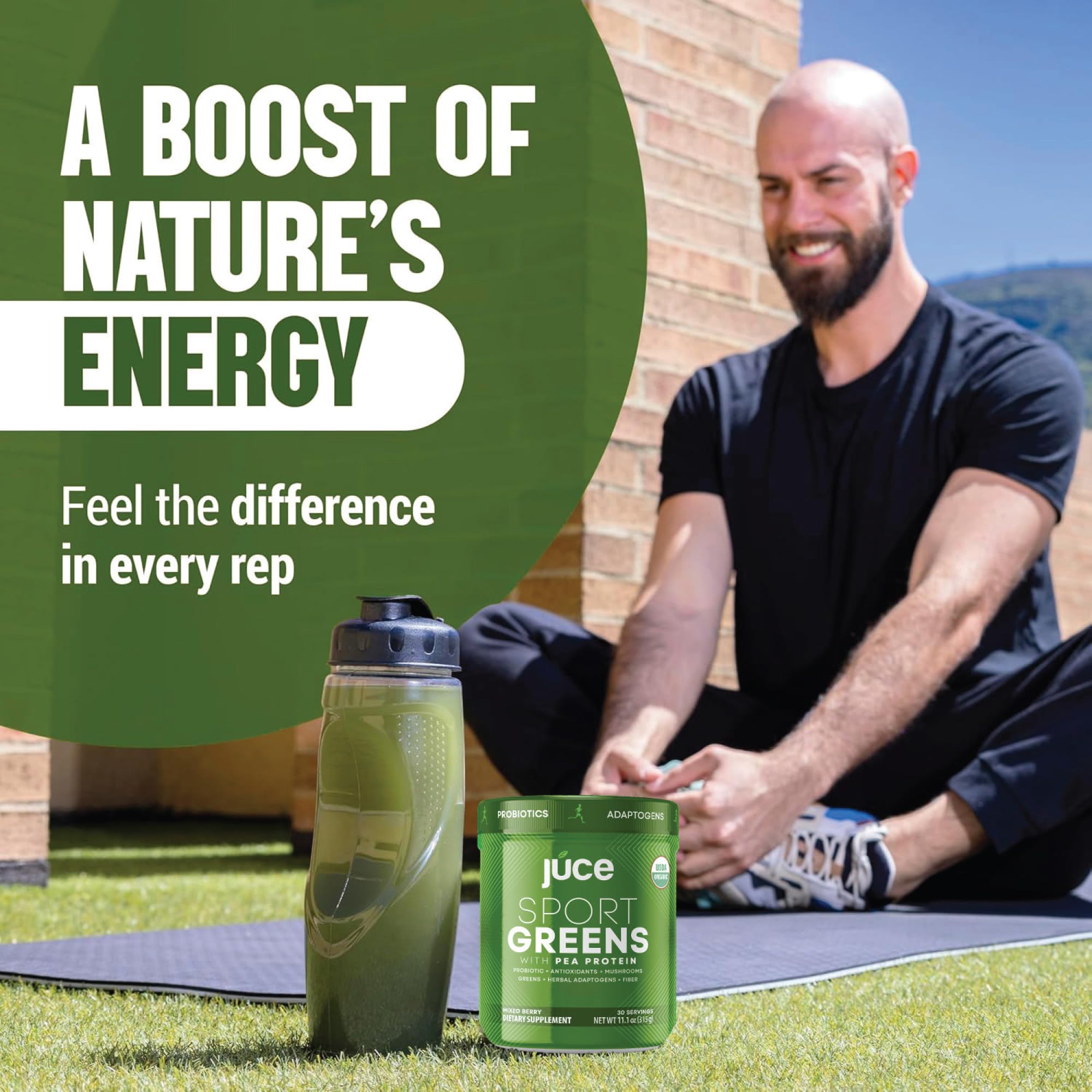 Close-up of ingredients implies probiotics and mushroom blend.