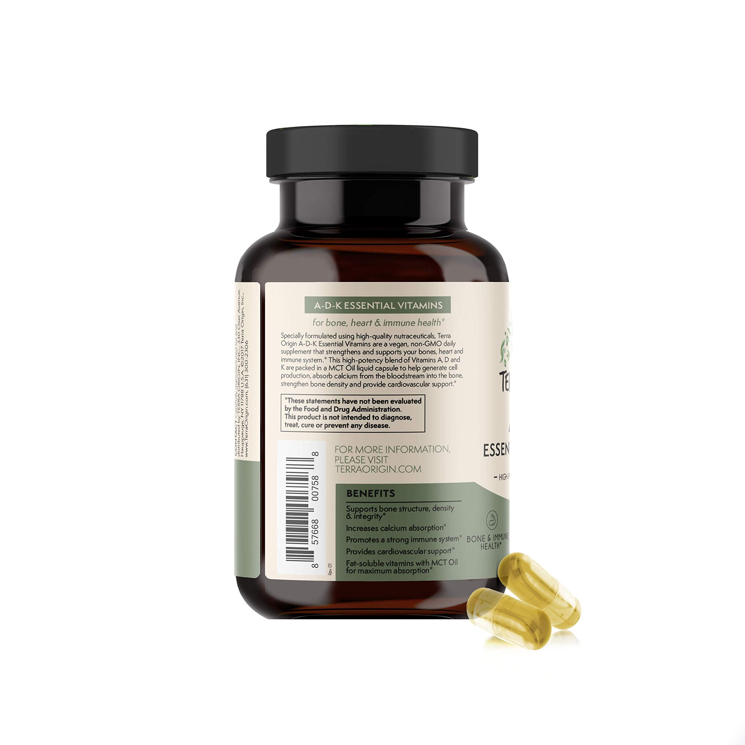 Terra Origin ADK Essential label highlights vegan, non-GMO, gluten-free credentials