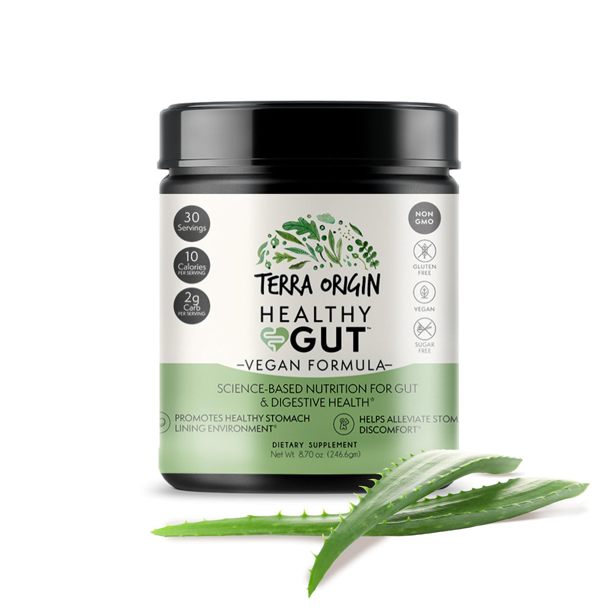 Terra Origin Healthy Gut bottle front for digestive support