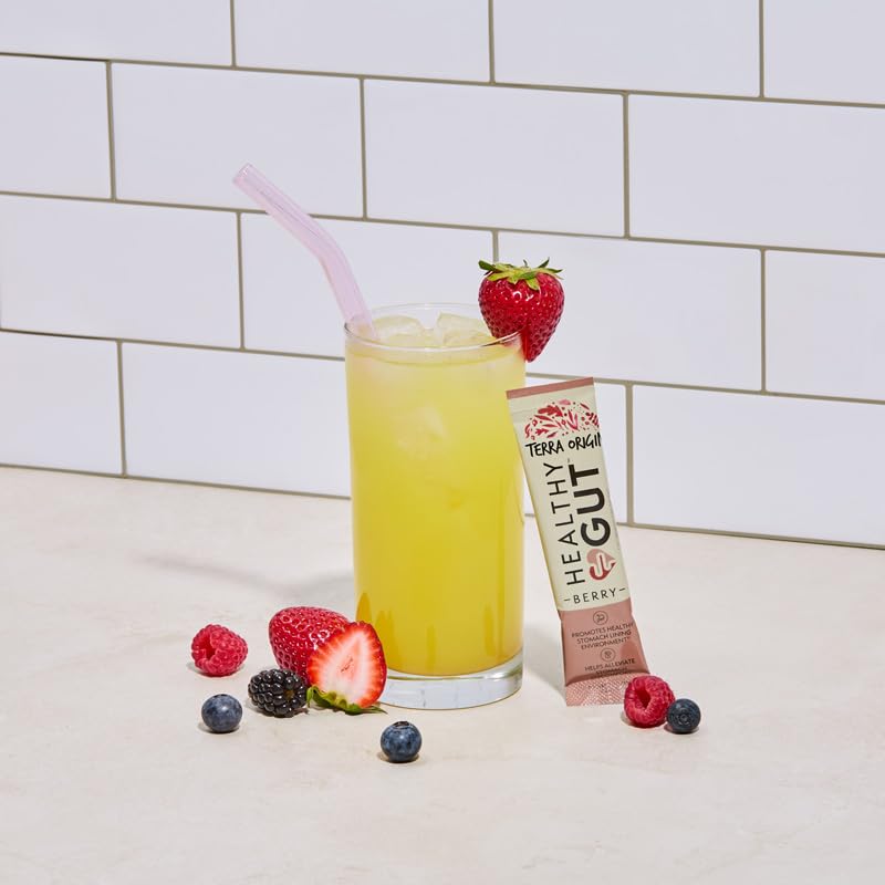 Terra Origin 21-count box emphasizes convenient daily gut wellness.