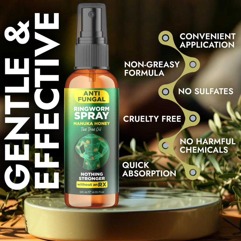 Terramed Just Think Comfort antifungal spray packaging highlighting natural actives for skin care