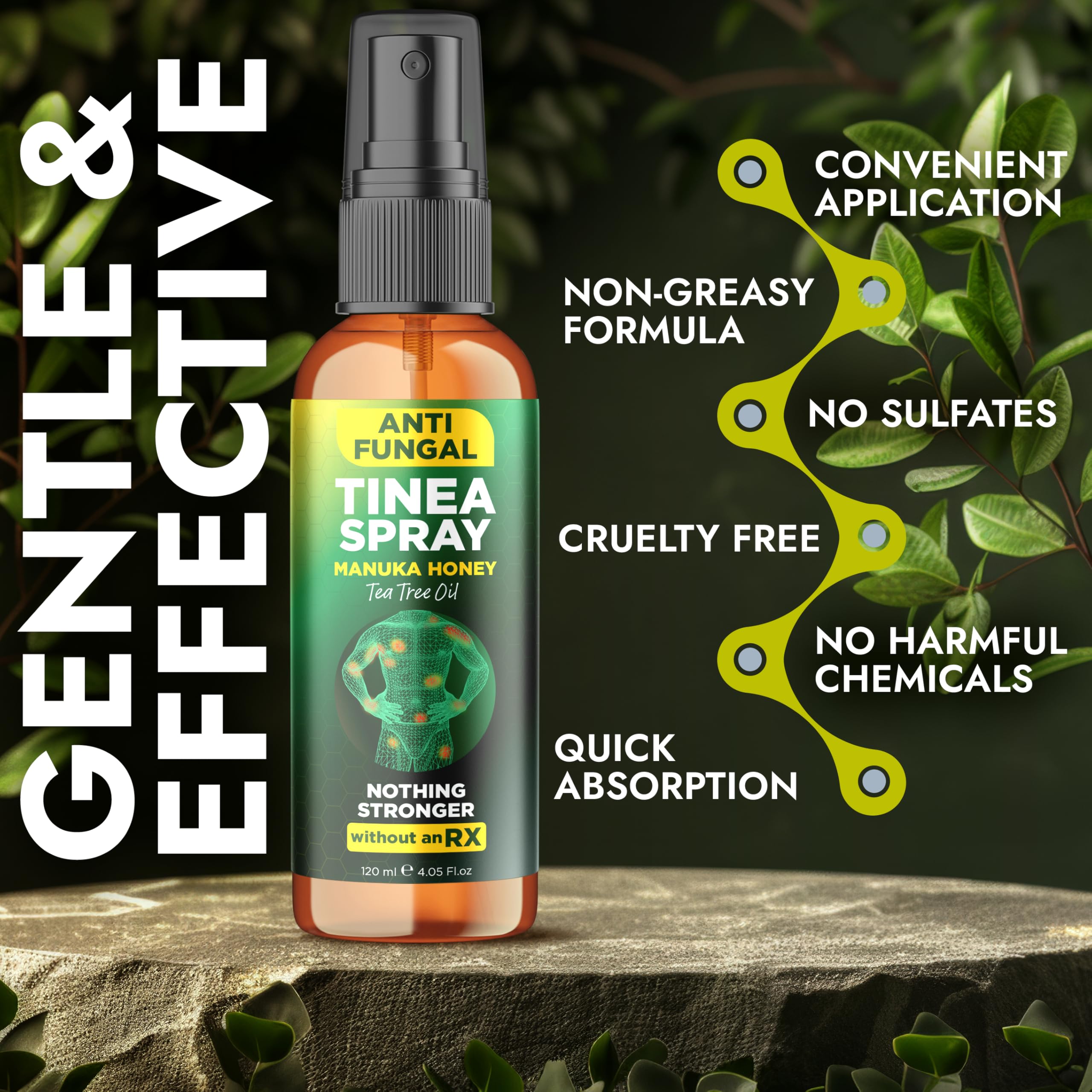 Terramed Just Think Comfort applying spray to skin for relief