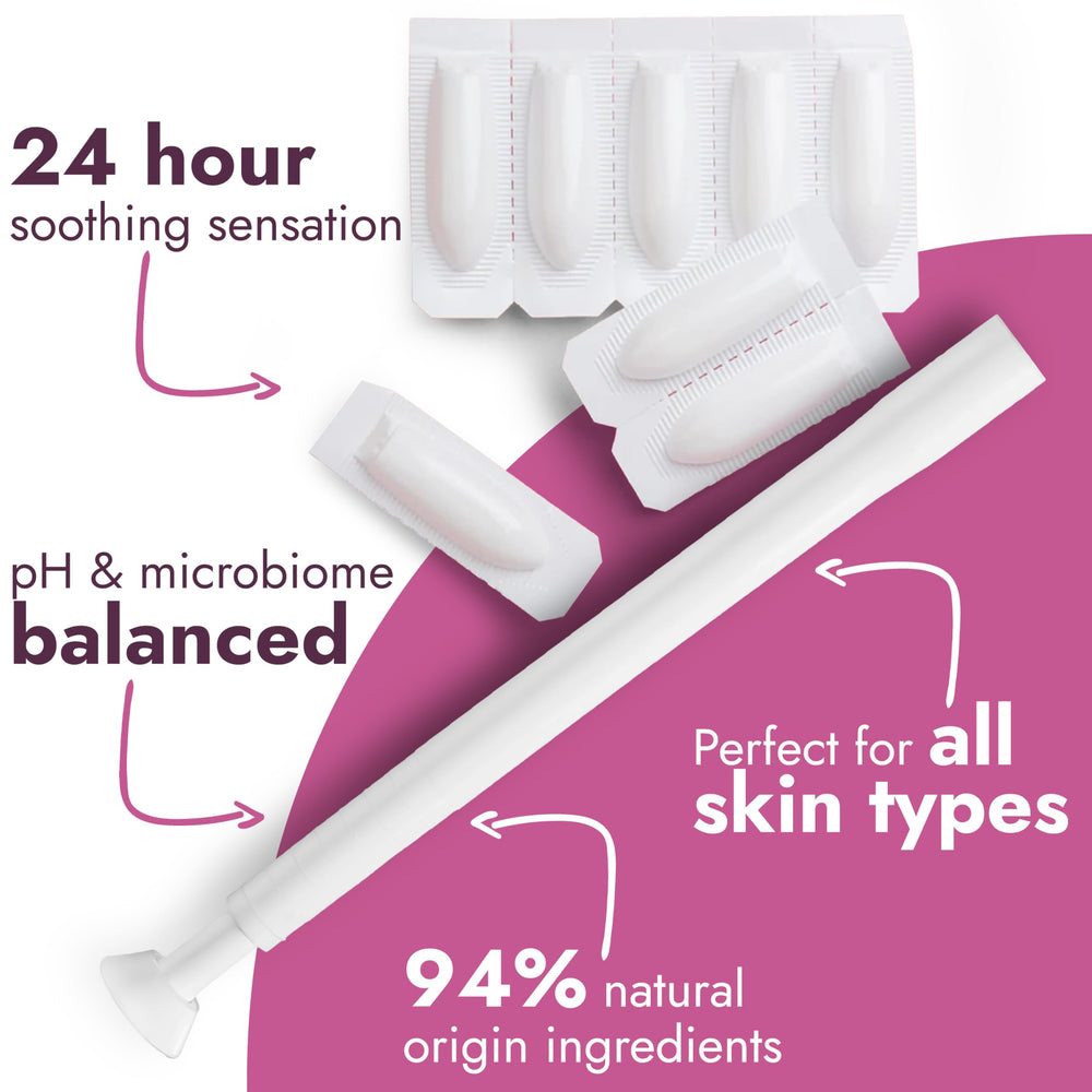 Terramed Just Think Comfort boric acid suppositories for easy vaginal care.