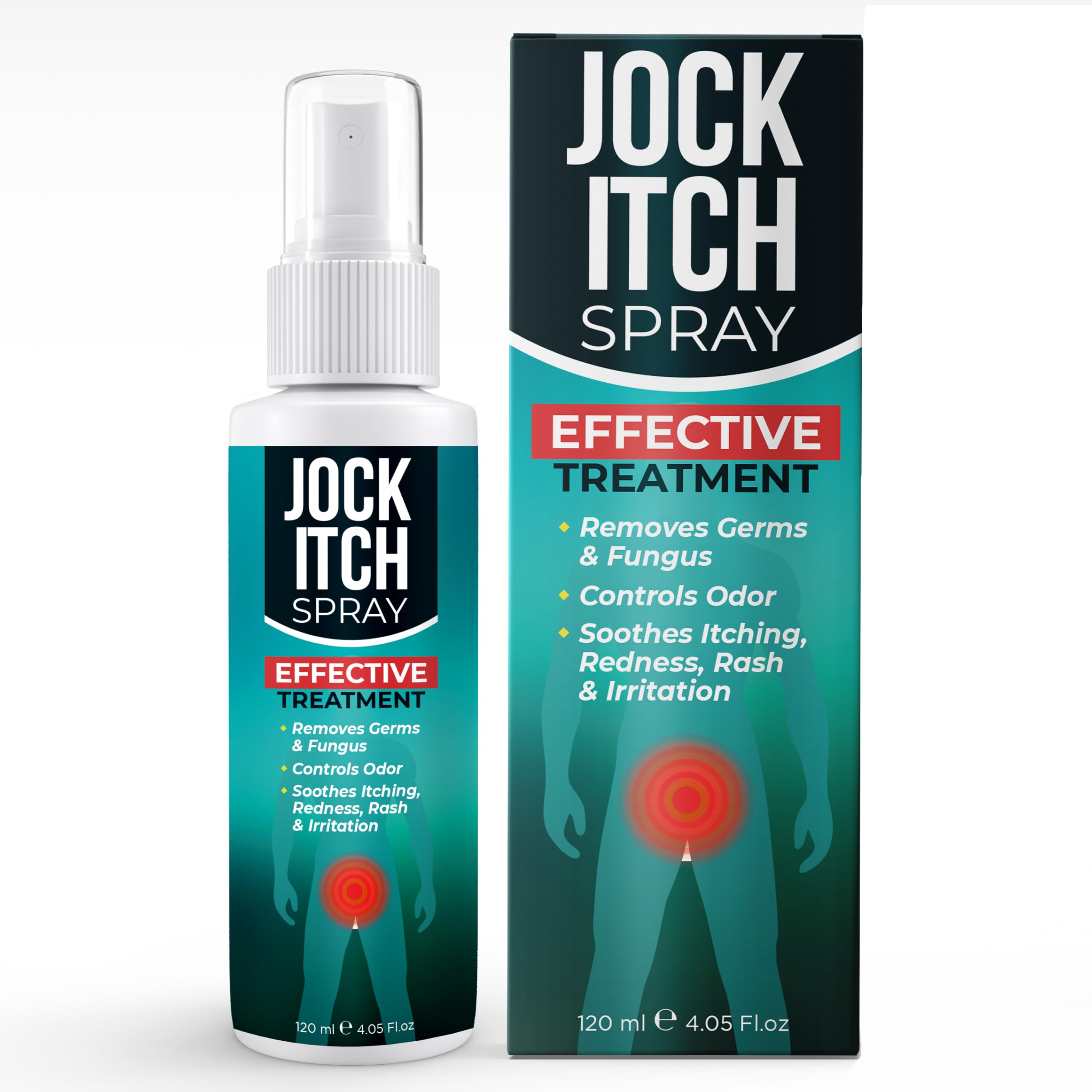 Terramed Just Think Comfort jock itch spray bottle for fast, non-sticky relief.