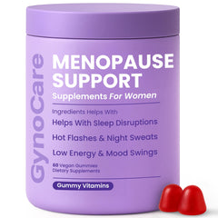 Terramed Just Think Comfort menopause gummies bottle on table for daily hot flash support.