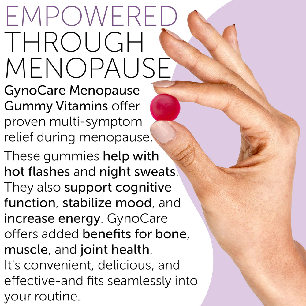 Terramed Just Think Comfort menopause gummies label visible for hormone-free wellness on the go.