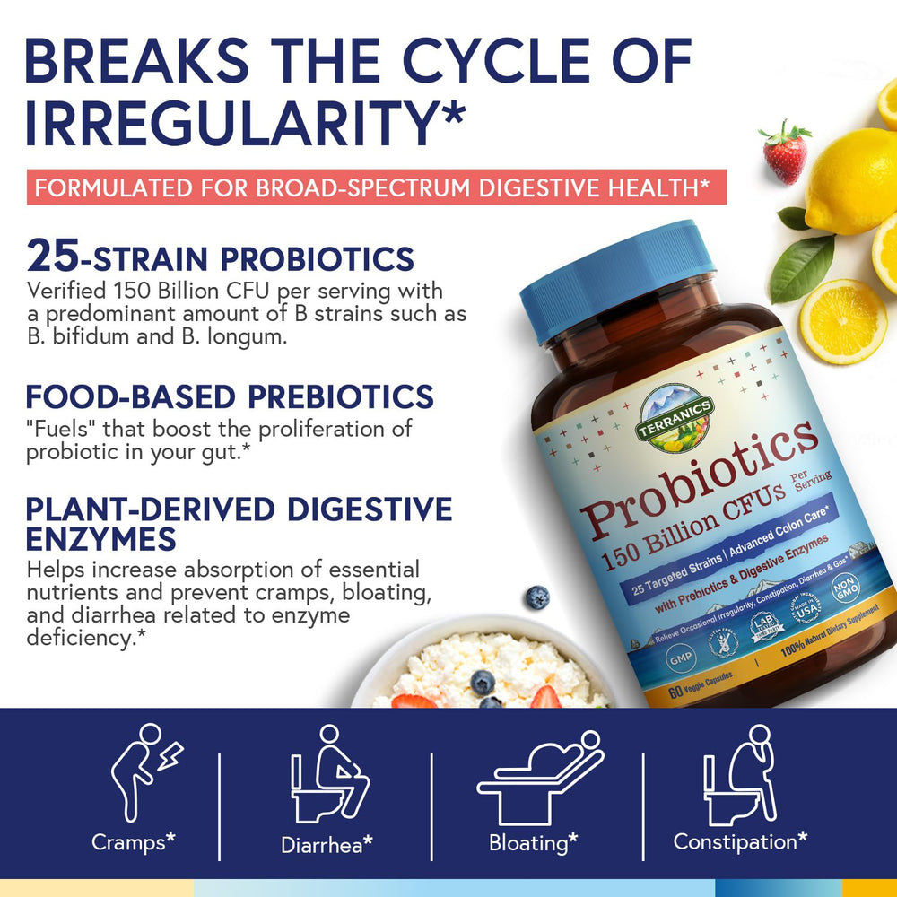 Terranics Daily Probiotics capsules closeup for everyday wellness