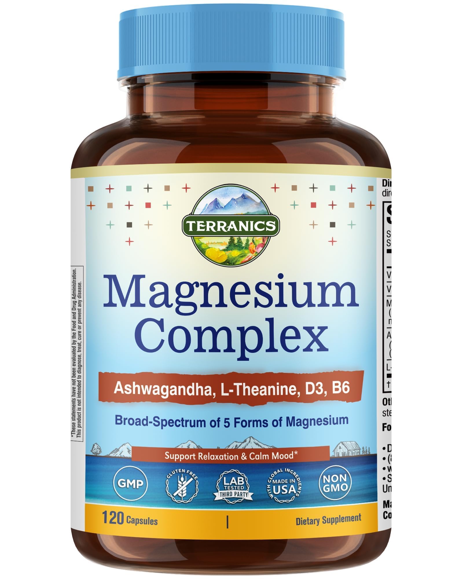 Terranics Magnesium Complex bottle with capsules for daily calm and relaxed sleep