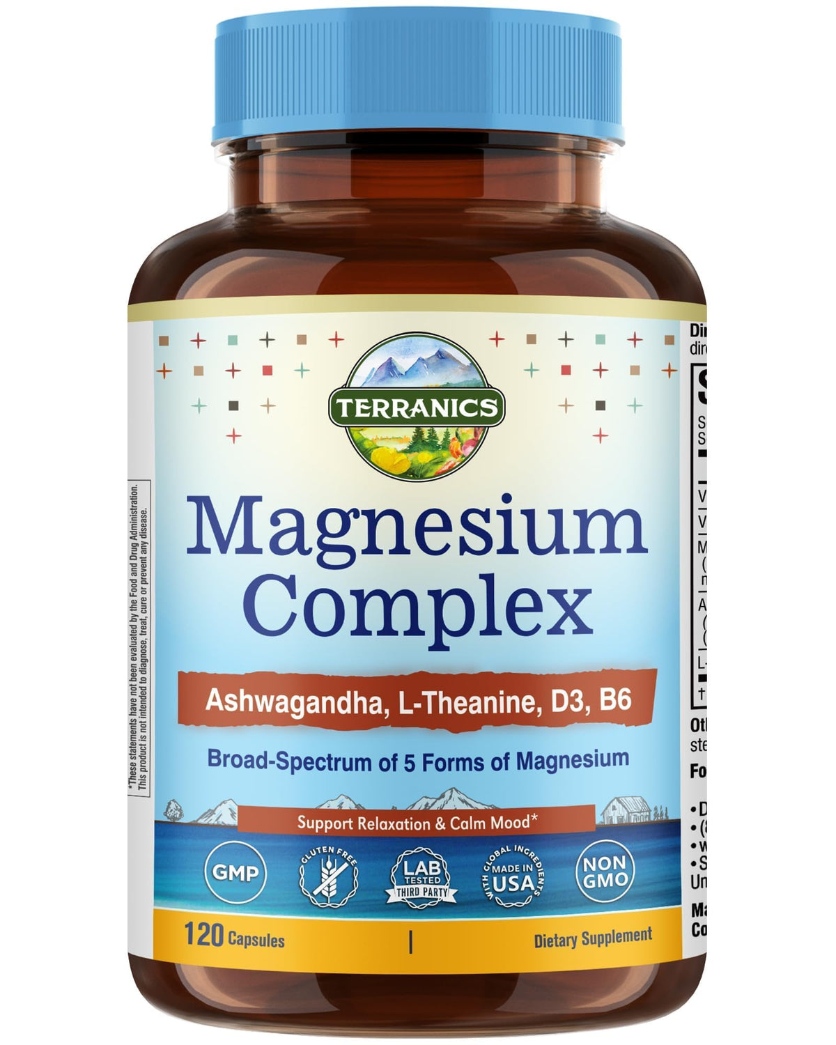 Terranics Magnesium Complex bottle with capsules for daily calm and relaxed sleep