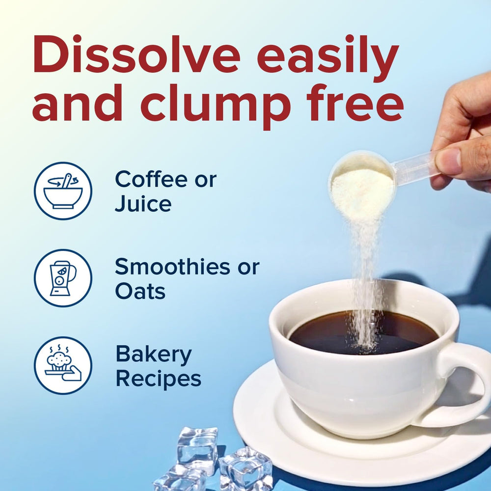 Terranics collagen powder added to coffee for a smooth daily routine
