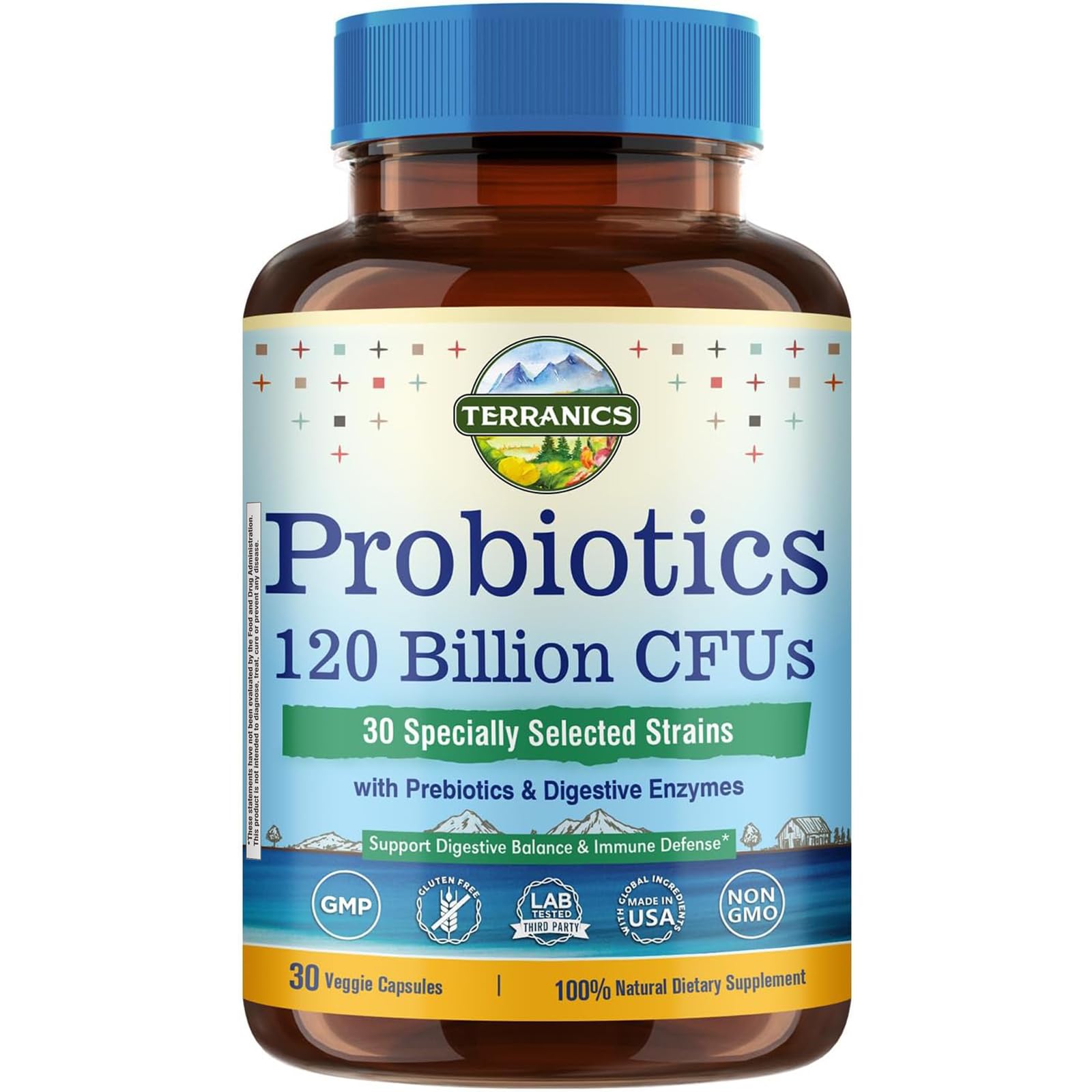 Terranics Probiotics 120 Billion bottle for digestive balance and daily support