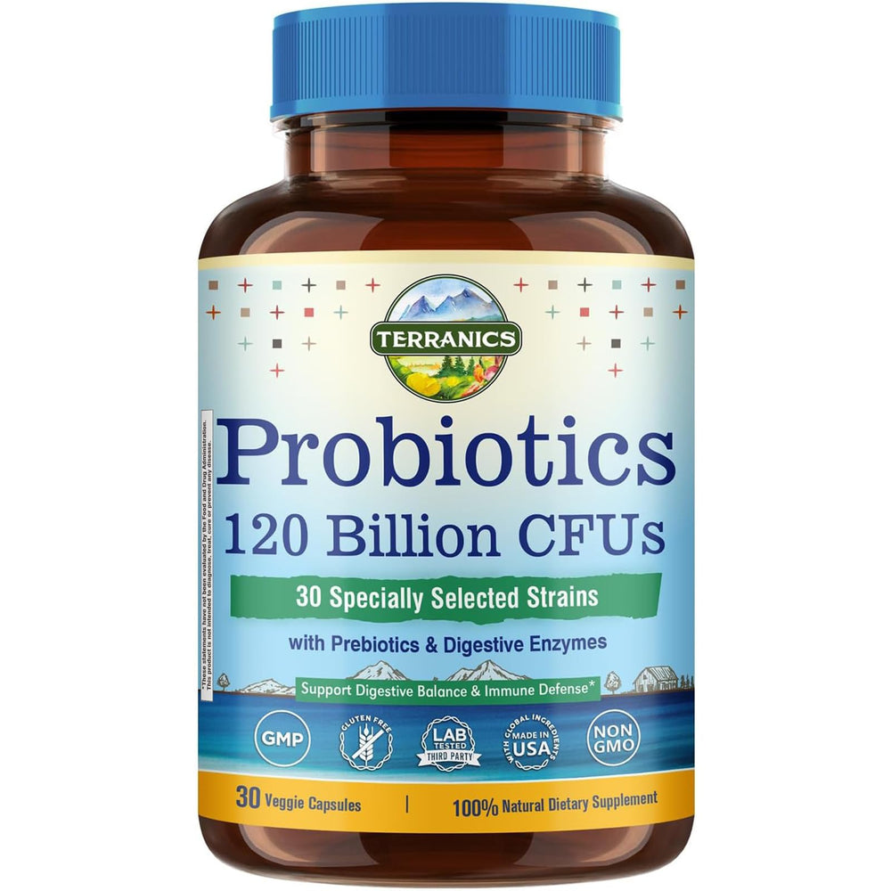 Terranics Probiotics 120 Billion bottle for digestive balance and daily support