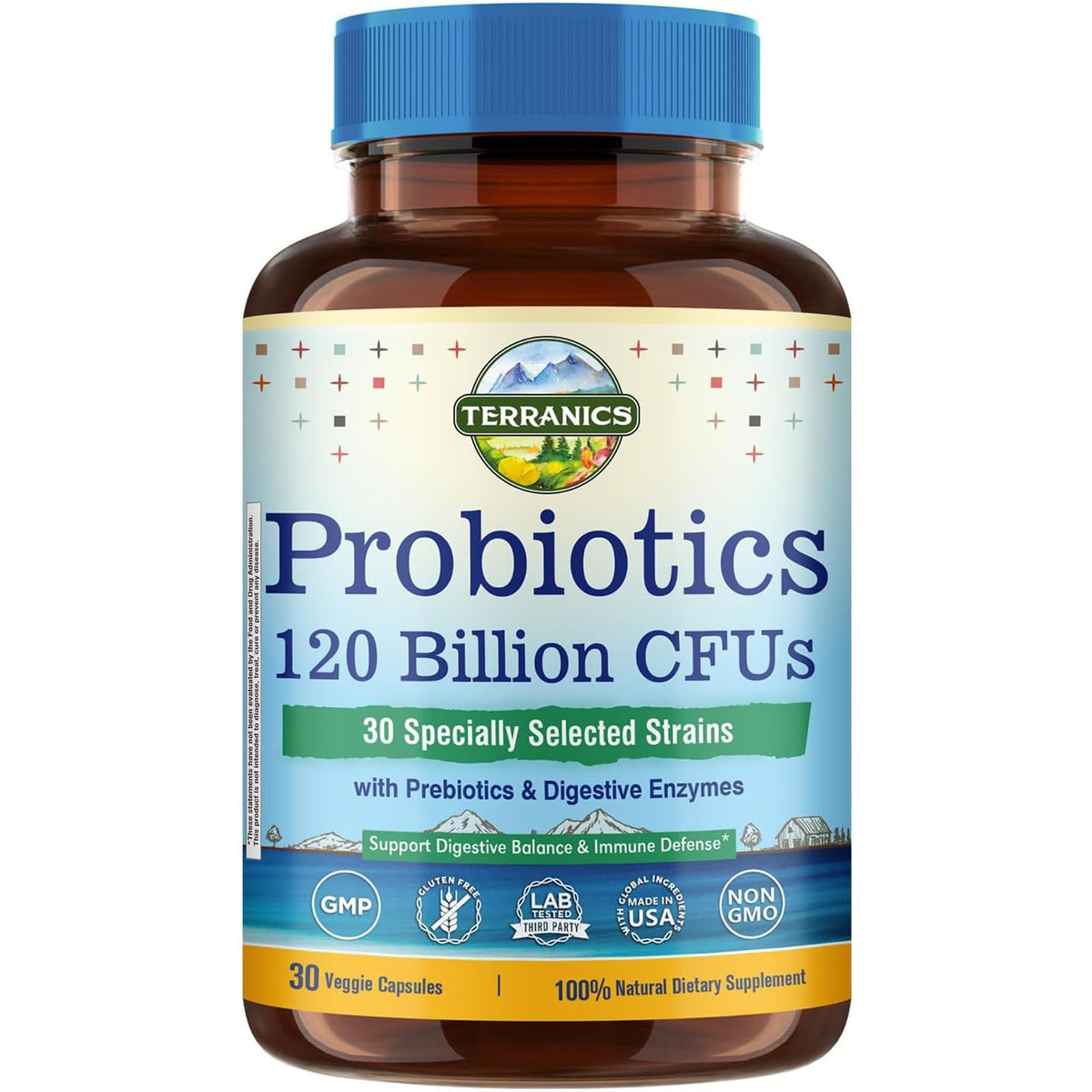 Terranics Probiotics 120 Billion bottle for digestive balance and daily support