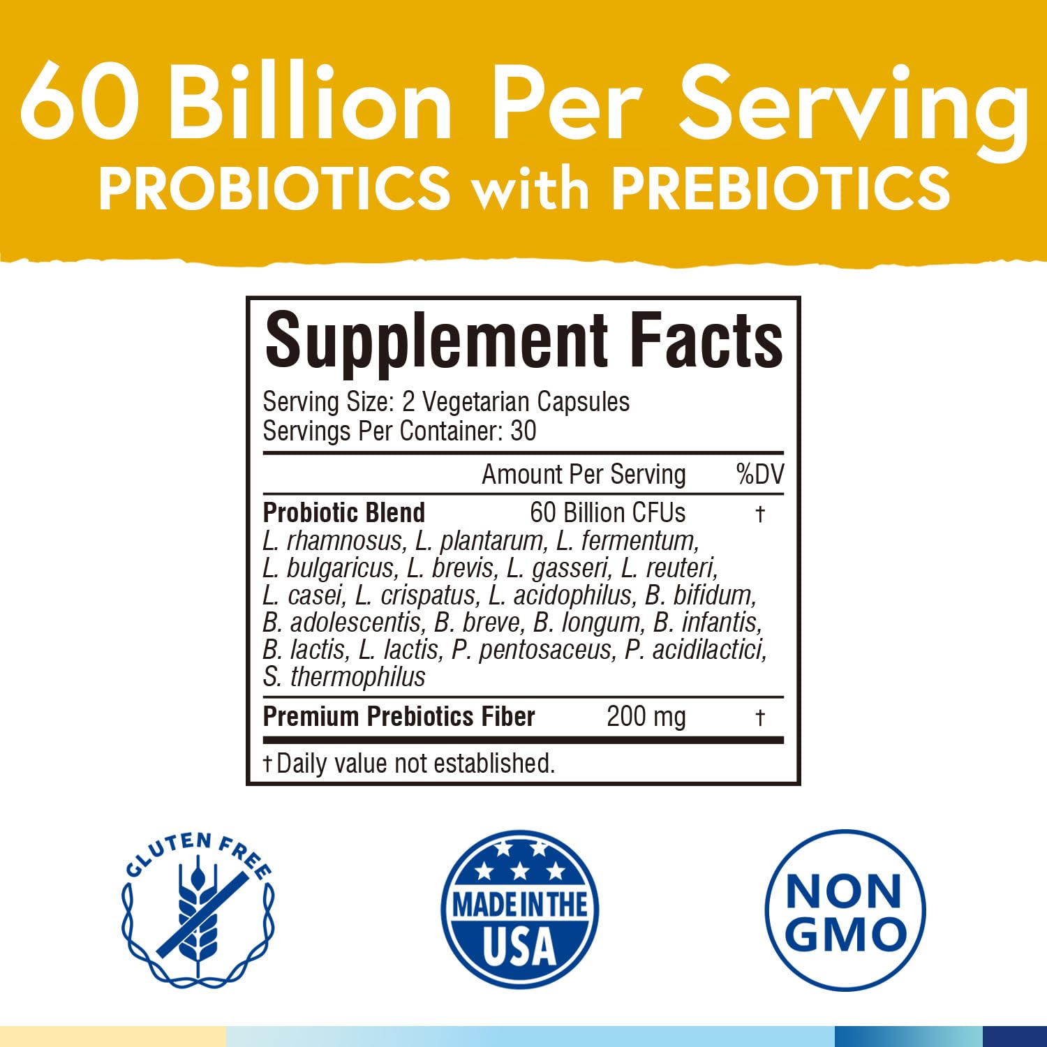 Terranics Probiotics label close-up showing 20 strains for diverse gut support
