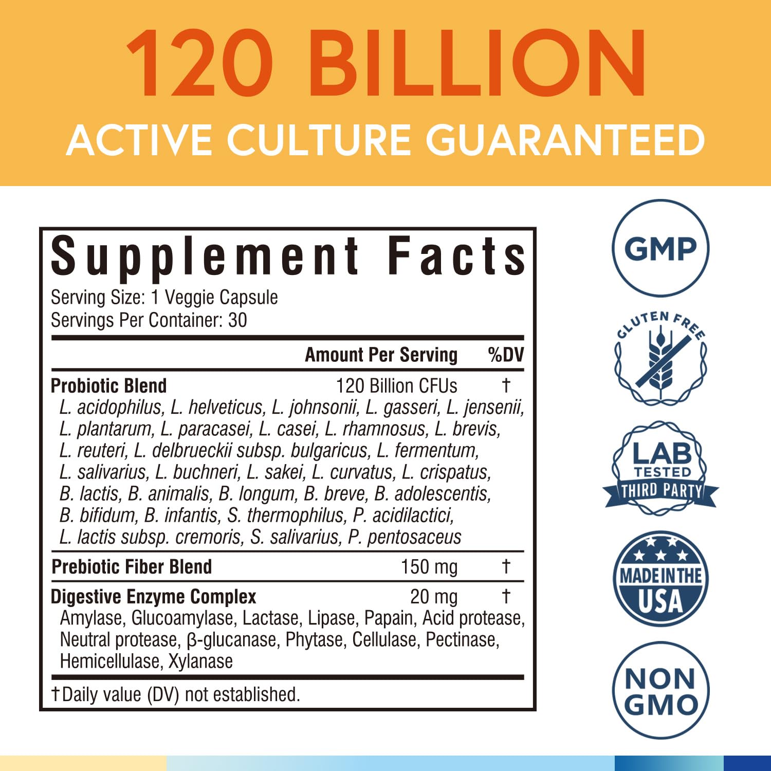 Terranics Probiotics with digestive enzymes label for better nutrient absorption