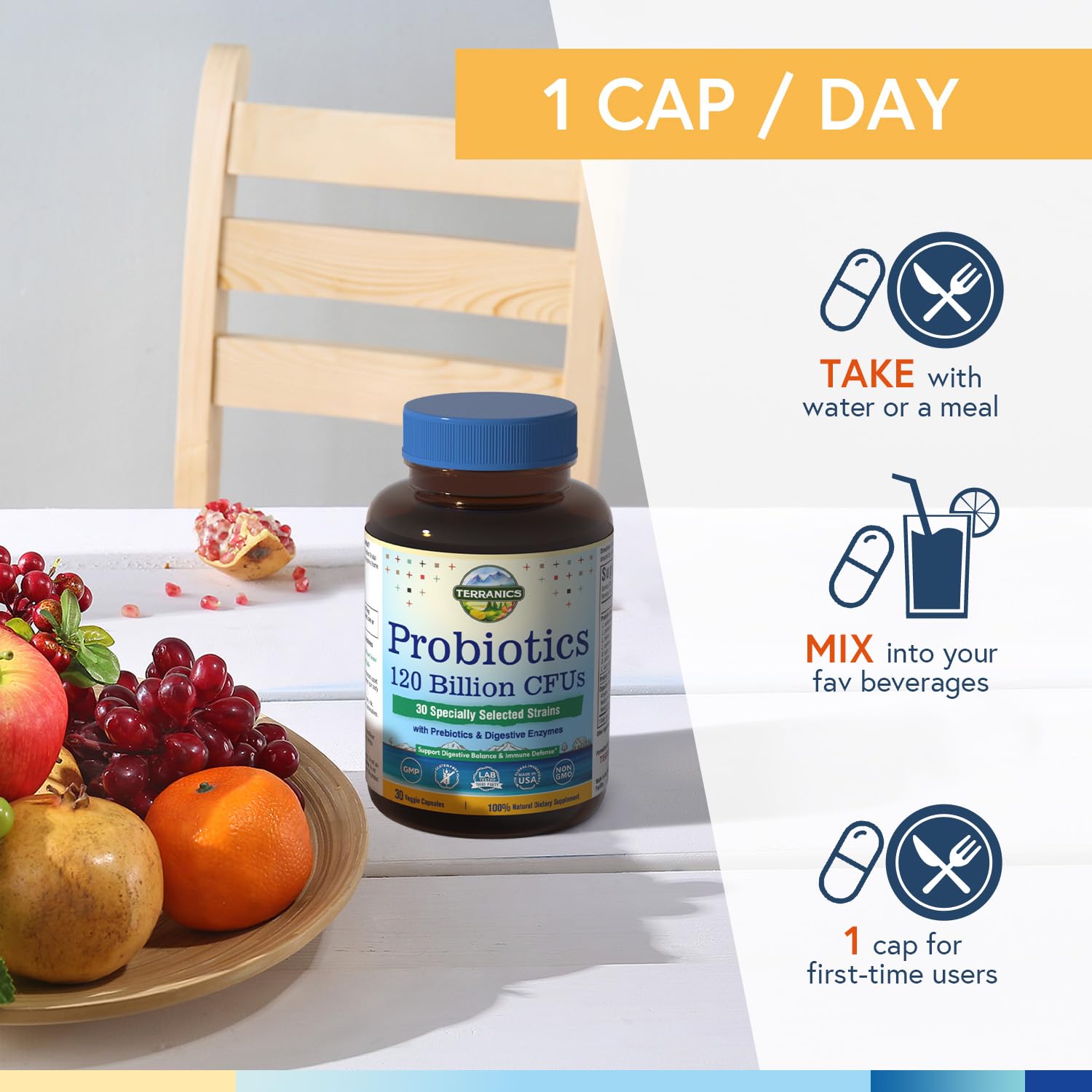 Terranics Probiotics vegetarian capsules show plant-based daily option