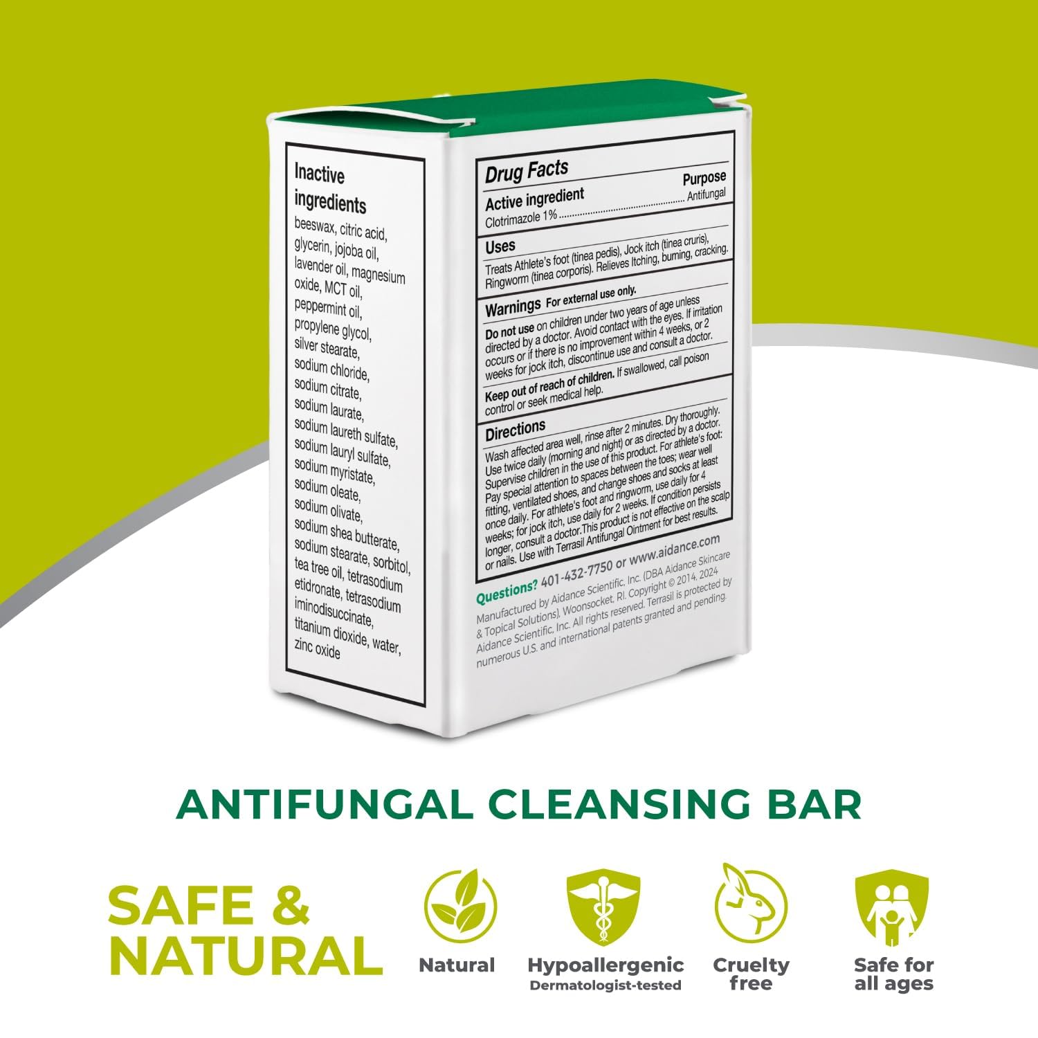 Terrasil Antifungal Soap bar in hand during wash to soothe skin