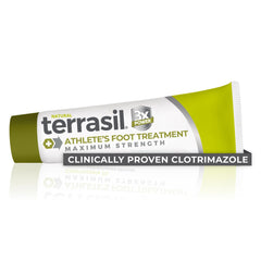 Terrasil Athletes Foot Cream tube dispensing for easy application.