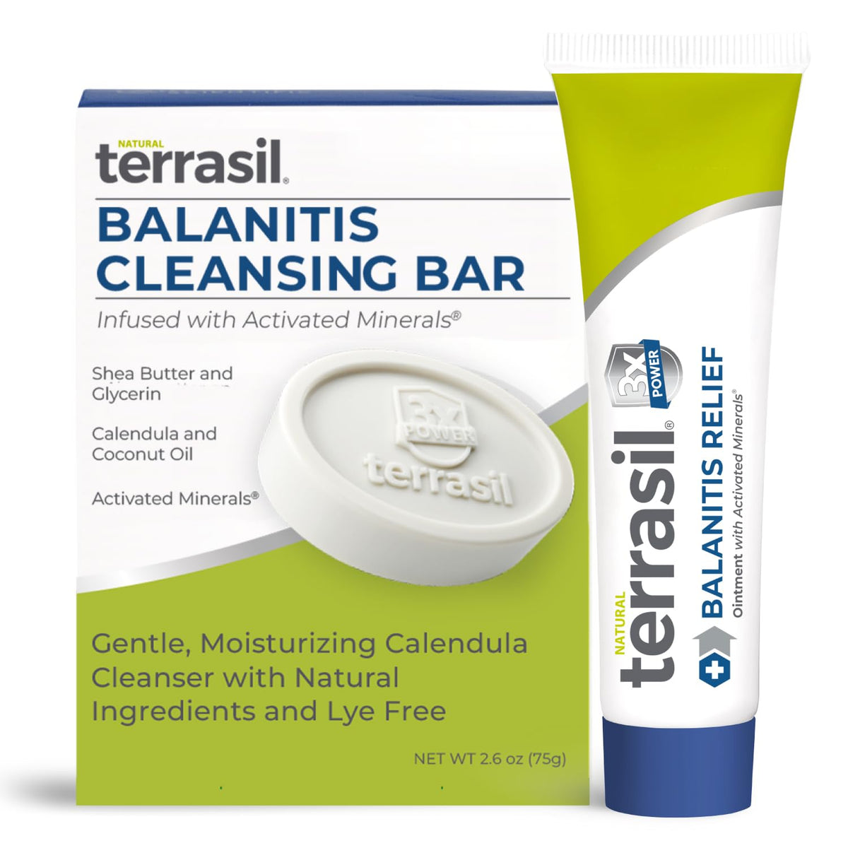 Terrasil Balanitis Relief tube demonstrates soothing application for itch relief.