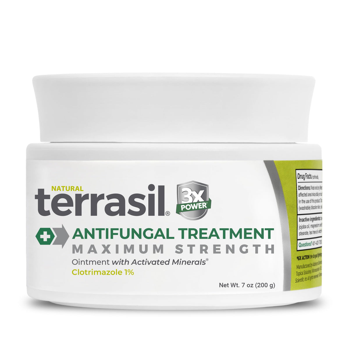 Terrasil Clotrimazole anti-fungal cream bottle showing fast relief for irritated skin.