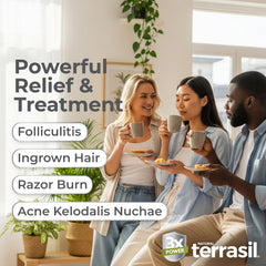 Terrasil Folliculitis Cream being applied to skin for itch relief.