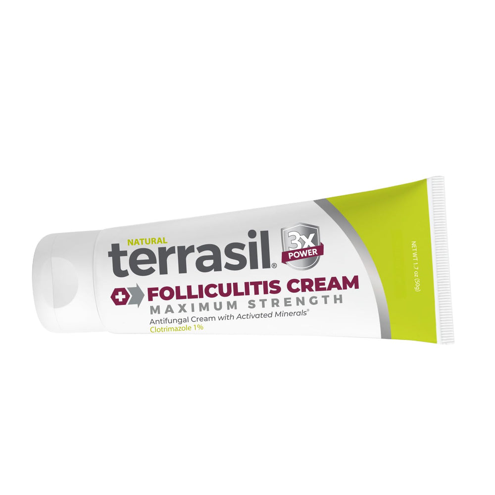 Terrasil Folliculitis Cream tube-front view for fast-absorbing relief on skin