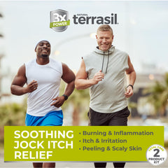 Terrasil Jock Itch soap bar close-up with natural ingredients for daily cleansing.