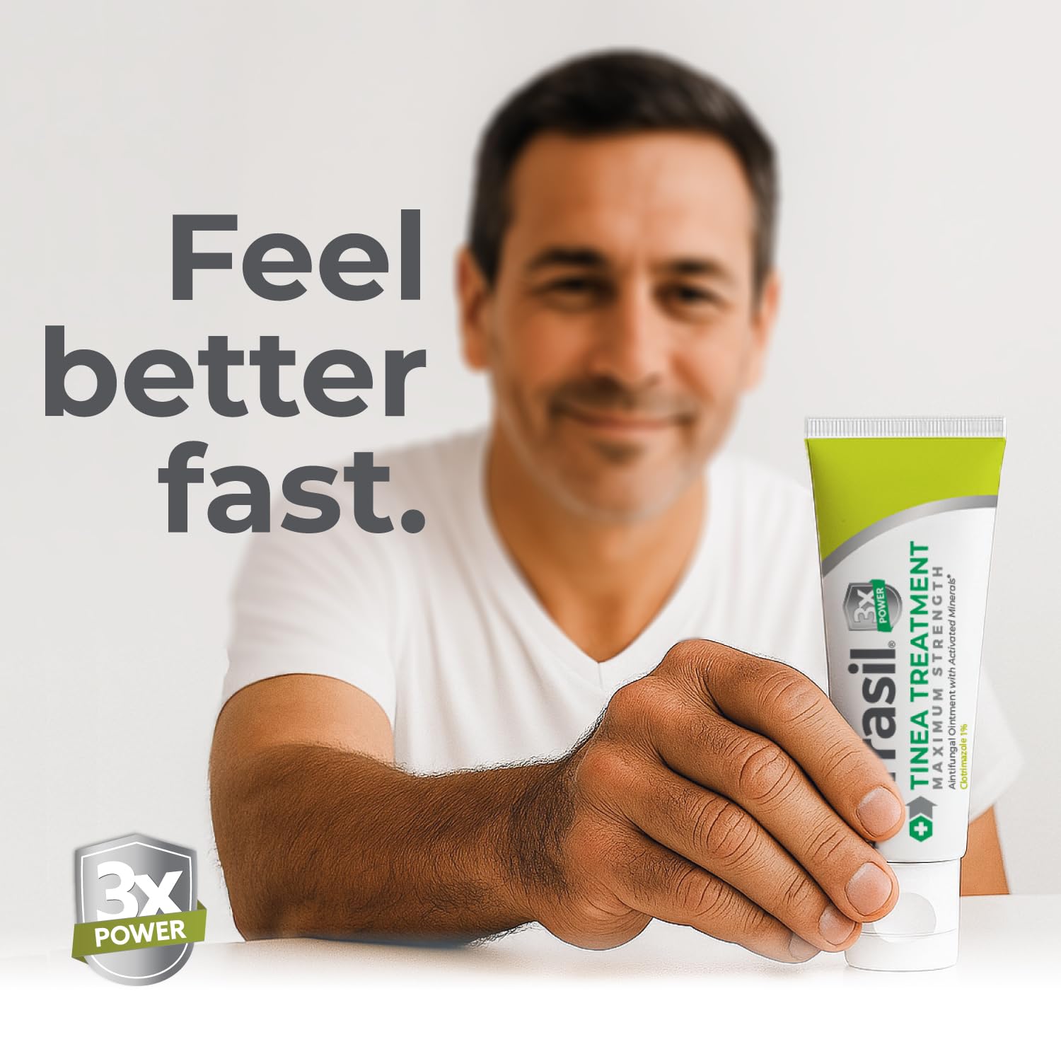 Terrasil skin application on arm demonstrates quick absorption.