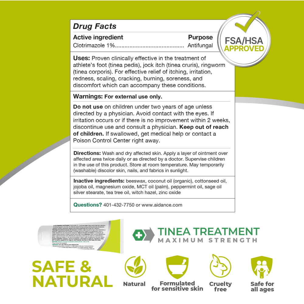 Terrasil Tinea Treatment Cream 1% packaging odor-free claim in close-up.