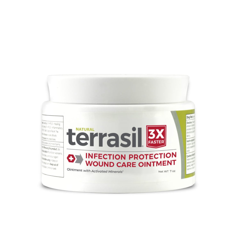 Terrasil Wound Care 3X bottle showing protective barrier for wounds.
