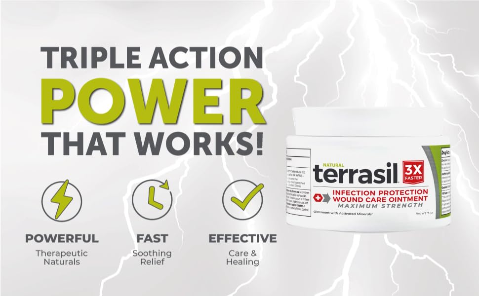 Terrasil Wound Care packaging highlighting paraben-free fragrance-free formula