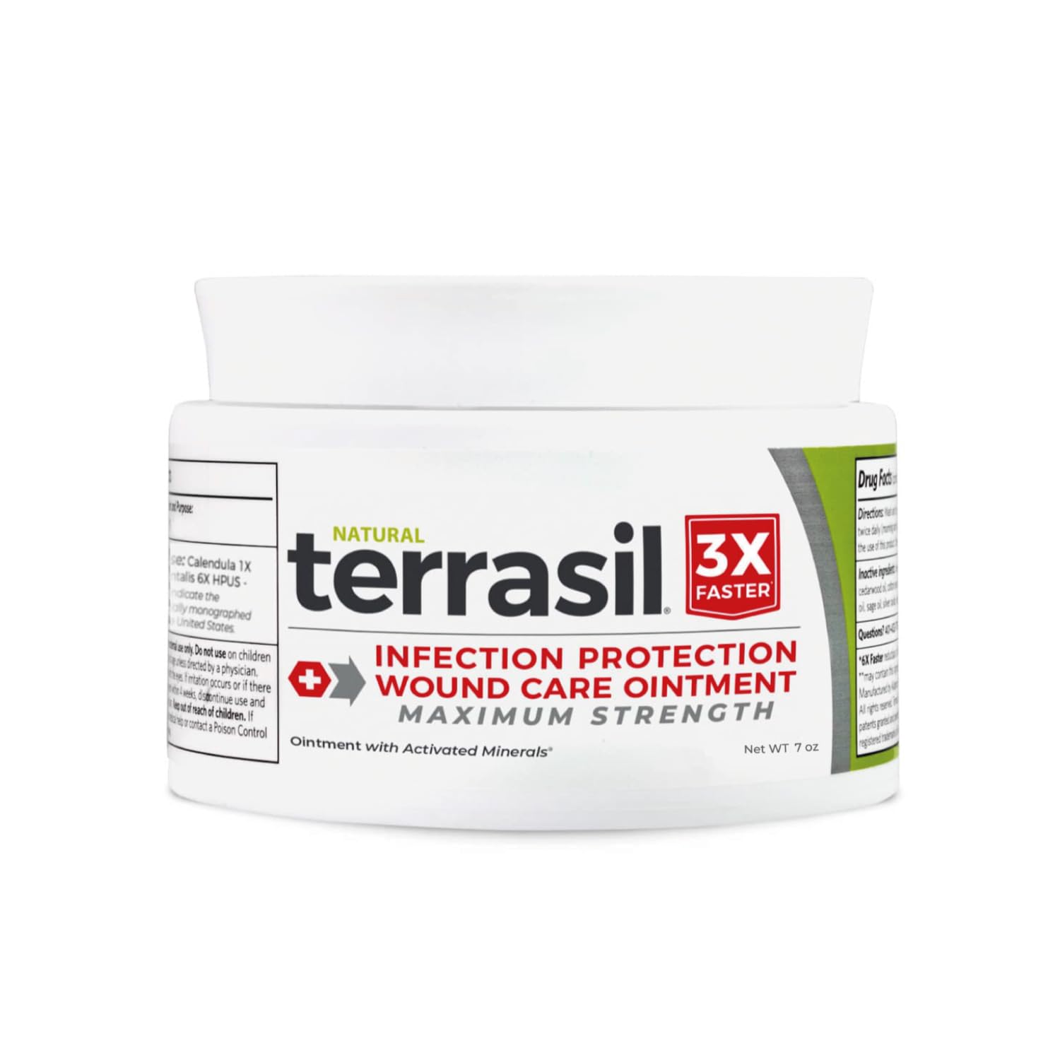 Terrasil Wound Care bottle close-up showing a protective barrier for damaged skin
