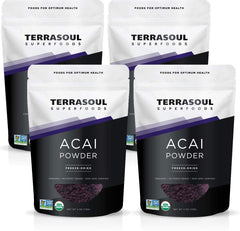 Terrasoul Superfoods acai powder pack of 4 pouches ideal for quick smoothies.