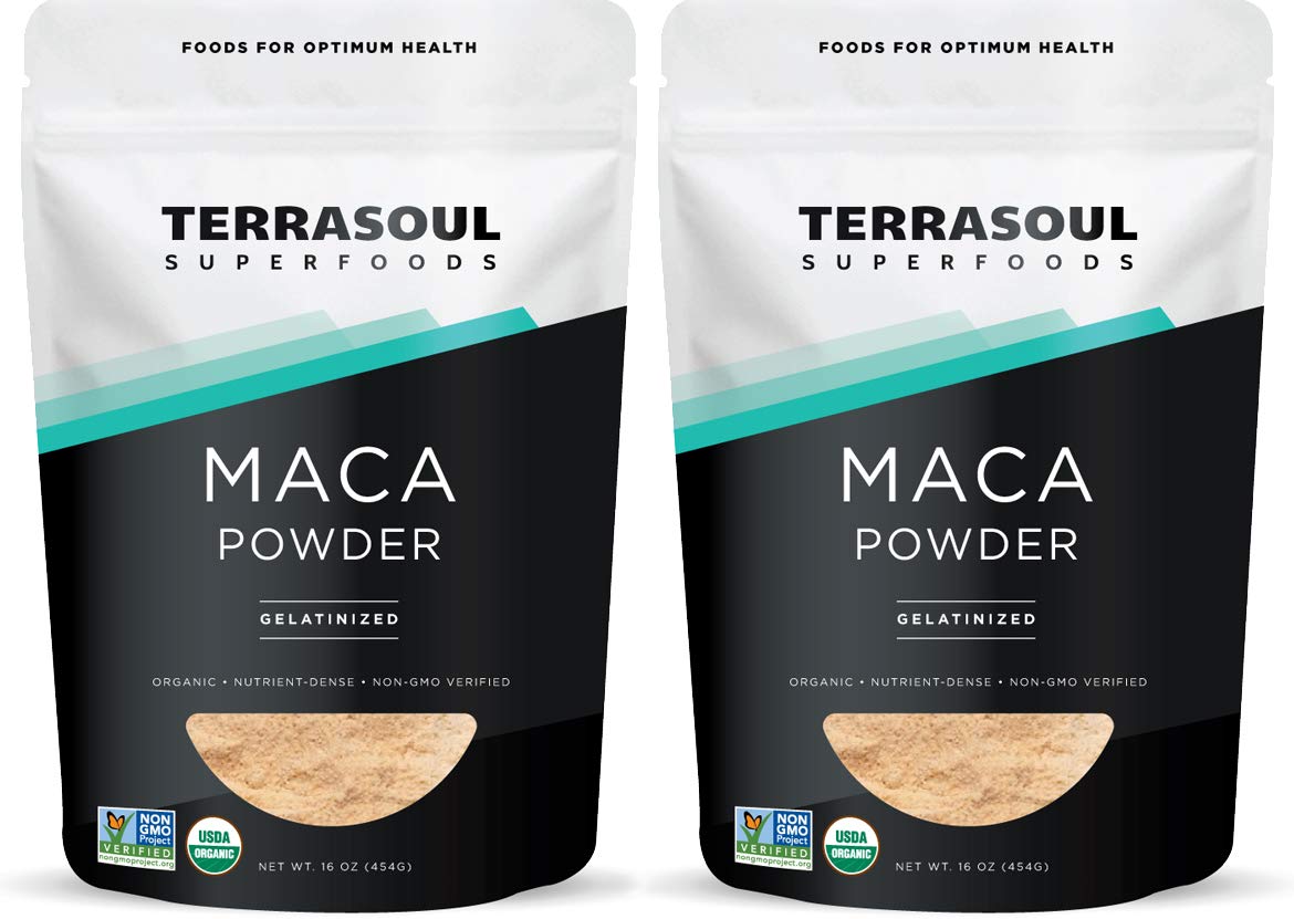 Terrasoul Gelatinized Maca Powder bottle—easy digestion and natural energy.