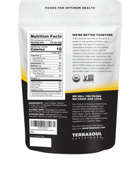 Terrasoul Five Mushroom Blend powder open, ready to mix into smoothies.